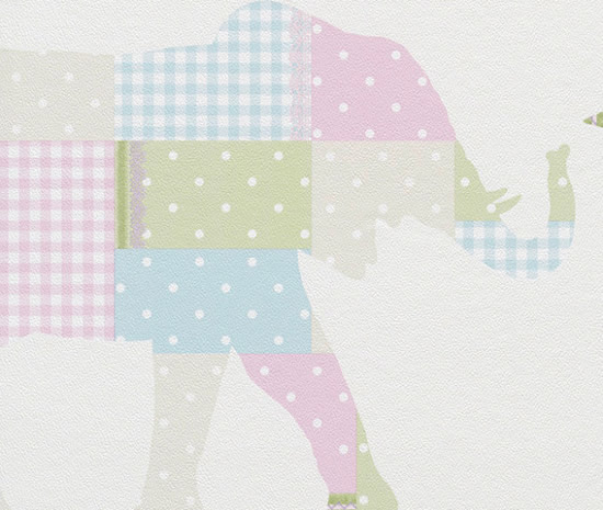 Бумажные обои Rasch (коллекция Bambino 2013), анималистический рисунок в стиле 'пэчворк', 21$/рулон