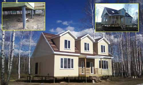 Фото 1 – Деревянный каркасный дом на винтовых сваях