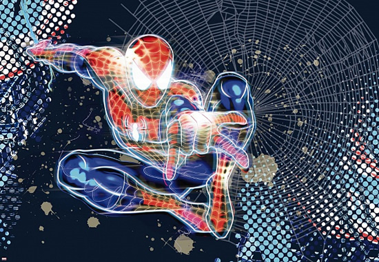 Детские фотообои на стену Человек-Паук Неон. Komar 1-426 Spiderman Neon. Цена - 1190 рублей