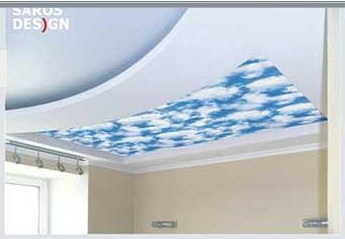 Натяжной потолок Saros Design, фактура фантазия, F 110 облака, ширина 1,50м,ширина 1,5м, в спальне
