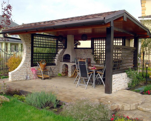 Фото 12 – Многофункциональная угловая беседка