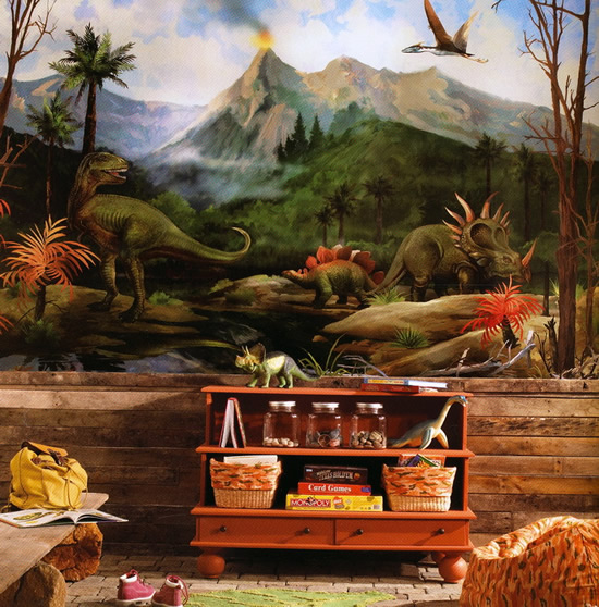 Фотообои с динозаврами обязательно понравятся мальчишкам