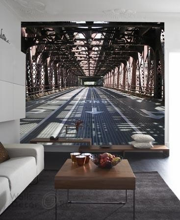 Необычные фотообои в гостиной 