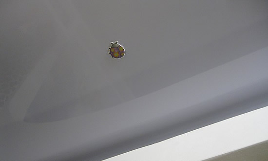 Детская наклейка закрыла место повреждения. Угрозы дальнейшего разрыва полотна нет