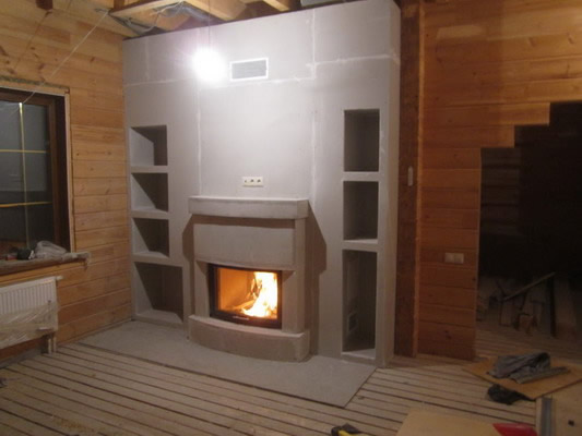 Фото 15 - Обшивка гипсокартоном камина в загородном доме