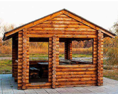 Фото 16 – Квадратная рубленая беседка