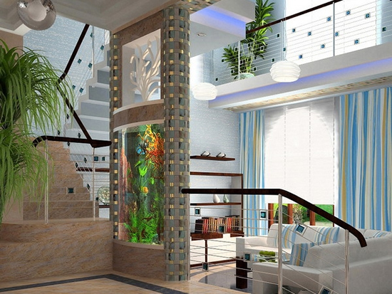 Фото 2 — Аквариум в декоративной перегородке