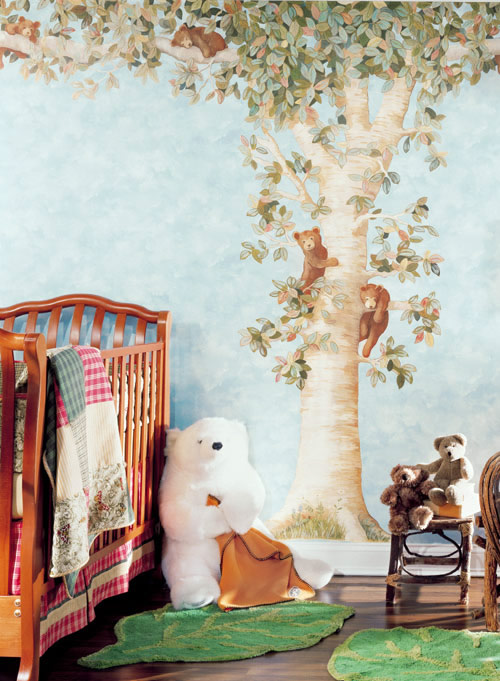 Детские обои York, коллекция York Kids, модель Tree W-Bears (обои Tree Bears и бордюр Bear-Branch)