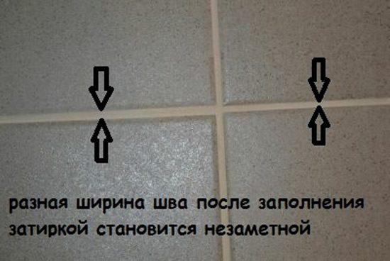 Фото 2 - Ошибка в укладке плитки - неровный шов