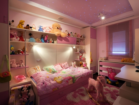 Фото 2 - Потолок звездное небо в детской комнате для девочки