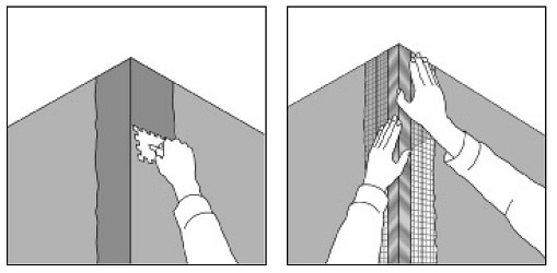 Штукатурка наружных углов выполняется по армированию