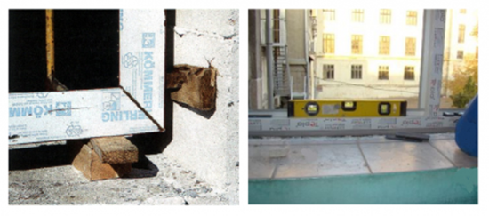 Фото 2 - Выставление окна по уровню. Использование деревянных клиньев