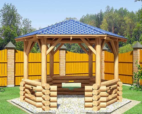 Фото 3 – Беседка из оцилиндрованного бревна