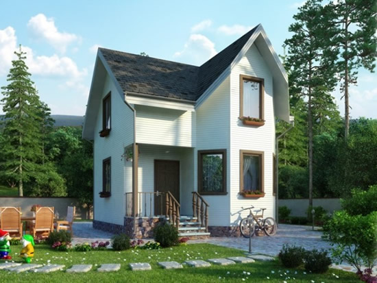 Фото 3 – Дом дачного типа 6х8 с фасадной отделкой сайдингом