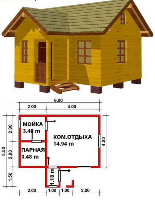 Фото 3 - Проект парилки из бруса