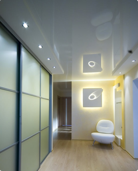 Фото 4 - Натяжной потолок. Оформление не обязательно должно быть классическим белым. Можно менять как цвет полотна (черный, красный, синий и др. цвета), так и наносить поверх него рисунок производственным способом