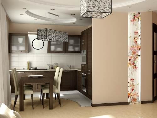 Фото 5 - Дизайн гипсокартонных потолков для кухни, совмещенной с гостиной