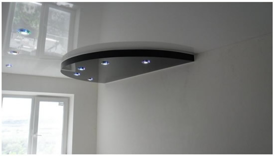 Натяжной потолок Alezi, двухуровневая конструкция (лак+лак) , цвет L 303, L 344, 12 кв.м.