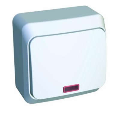 Фото 6 - Lexel Этюд белый одноклавишный выключатель с подсветкой (арт. KA10-002b)