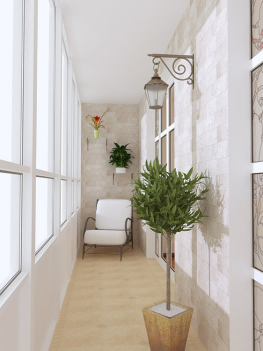 Декоративная штукатурка 'под камень' на лоджии