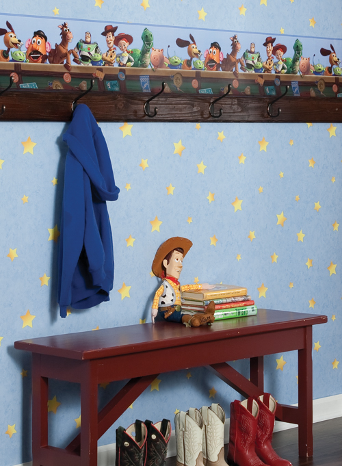Детские обои York, коллекция Disney, серия Toy Story 3, бордюр Disney Toy, обои Andy's Wall Stars