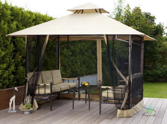 Фото 7 – Металлическая беседка с москитной сеткой