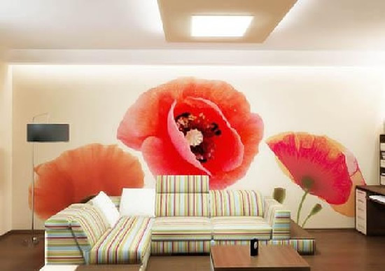 Текстура 'Песок' в интерьере гостиной