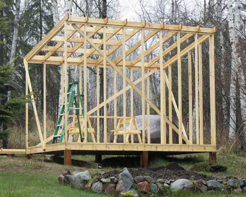 Фото 7 - каркас строения с односкатной крышей