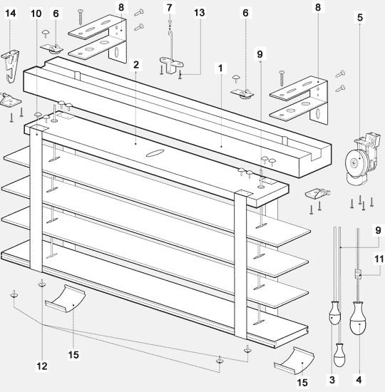 Рисунок 1 - Элементы комплектующих для горизонтальных жалюзи