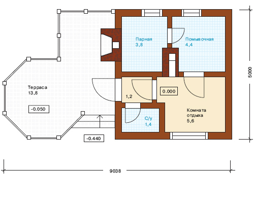 Схема 1 - Чертеж бани с беседкой
