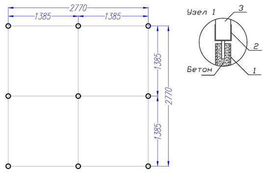 Схема 1 - Размеры основания
