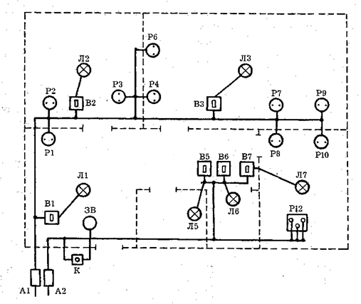Схема 1 - Схема проводки в доме, где В - выключатели, Р - розетки
