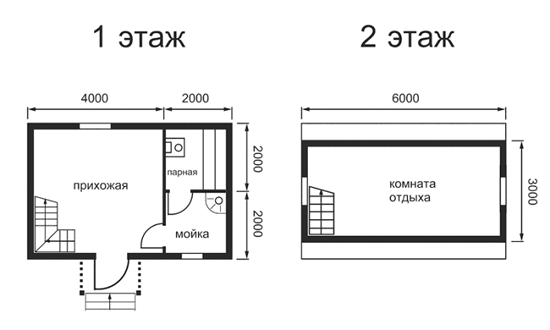 Схема 2 - План мансардного сруба 6х4