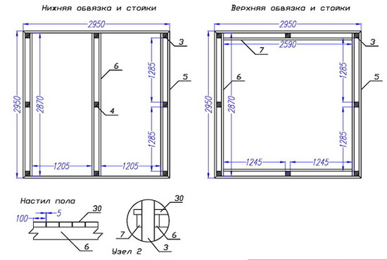 Схема 2 - Размеры основания и внутренних элементов
