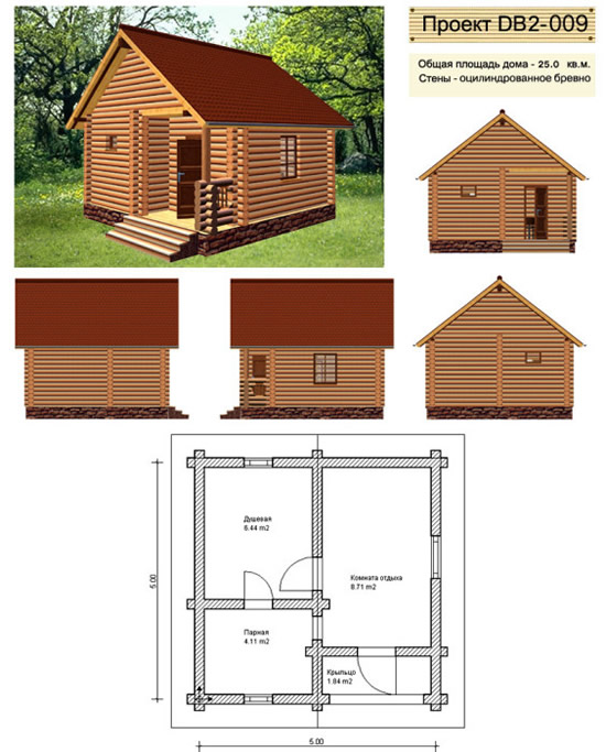 Схема 2 – Типовой проект сруба бани