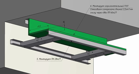 Схема 3 - Закрепление горизонтального листа