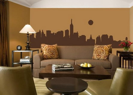  Наклейки на флизелиновые обои в интерьере гостиной