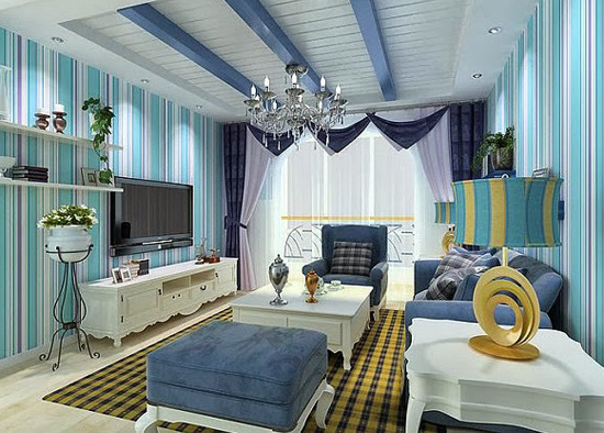 Потолочные балки в морском стиле интерьера