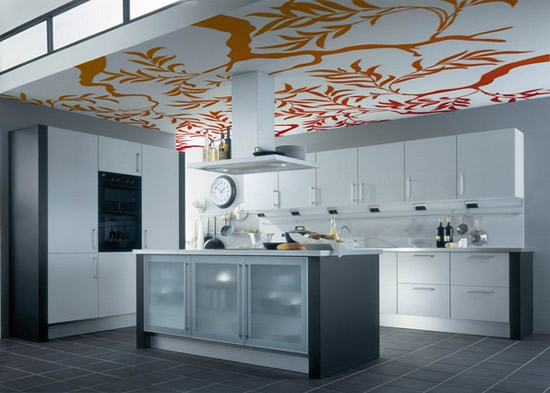 Фото 21 – Натяжной потолок с фотопечатью для кухни