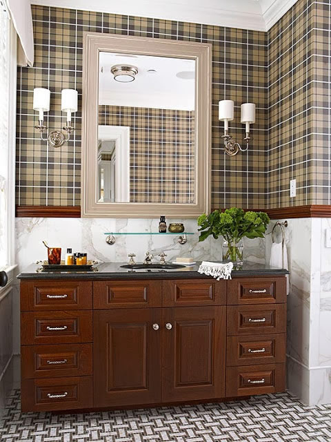 Орнамент "Тартан" в интерьере ванной комнаты