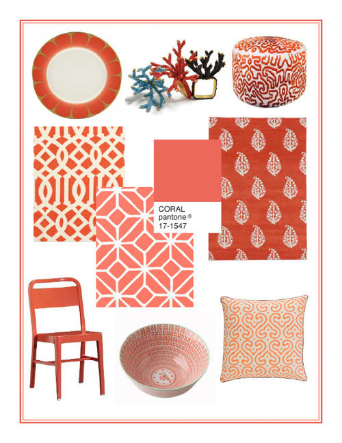 Сочетание кораллового и белого цвета в интерьере