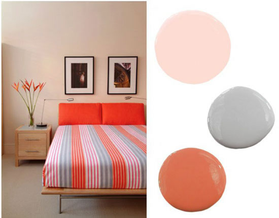 Персиковый цвет в интерьере спальни фото