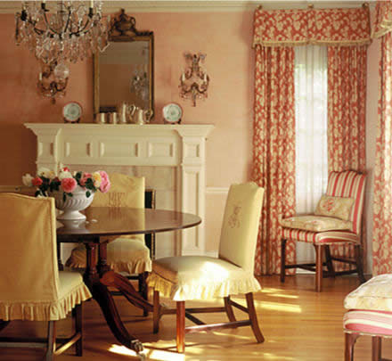 Персиковый цвет в интерьере кантри