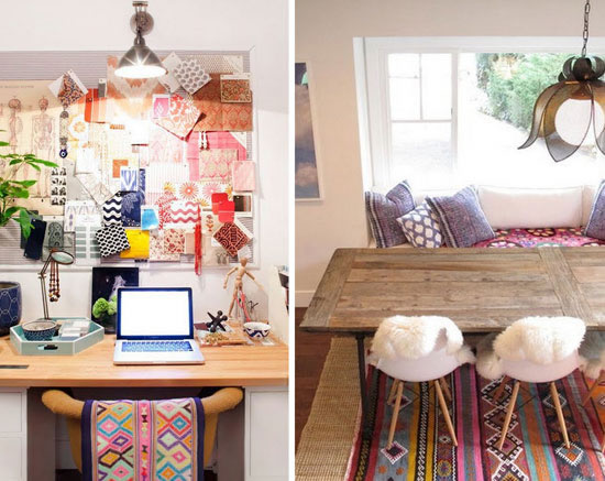 Стиль бохо в интерьере рабочего кабинета и столовой