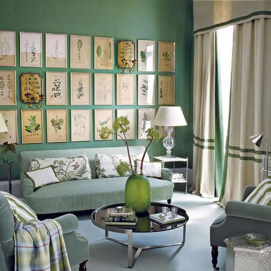 Различные оттенки зеленого цвета в интерьере