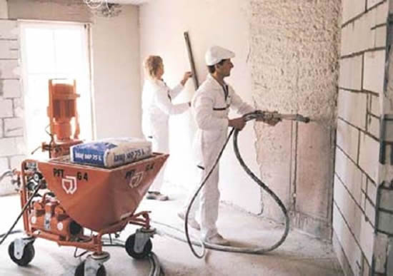 механизированное нанесение штукатурки и выравнивание