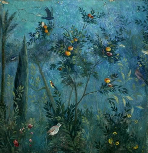 Красивый синий дизайн фрески