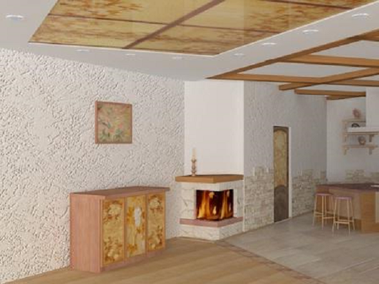 Фактурная краска в интерьере помещения