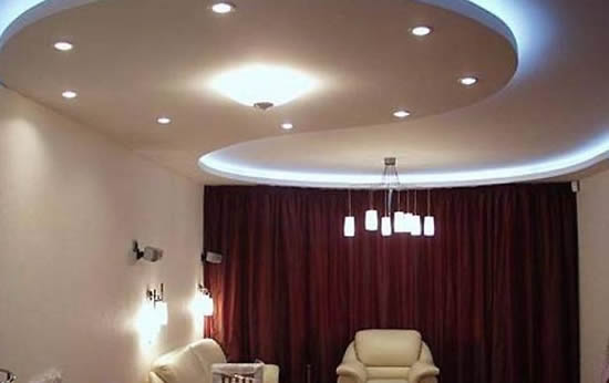 Зонирование гостиной осветительными приборами