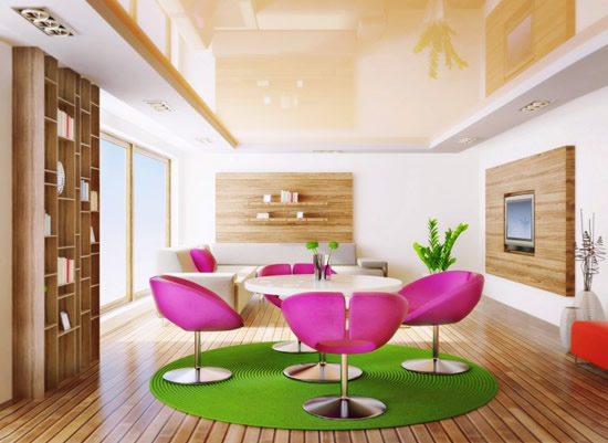 Натяжной потолок с глянцевой поверхностью